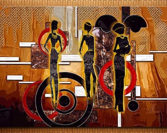 African Woman Abstract Canvas Art Print: Modular Wall Decor