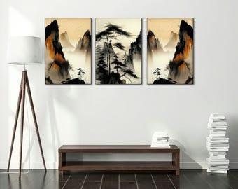3 panels composition triptych modern abstract art canvas print