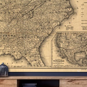 Décoration murale vintage carte des chemins de fer américains - Carte ferroviaire antique du Mississippi et de l'Ohio dans l'Atlantique