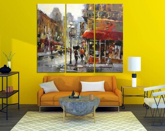 Oil Painting Street in the Rain Canvas Prints