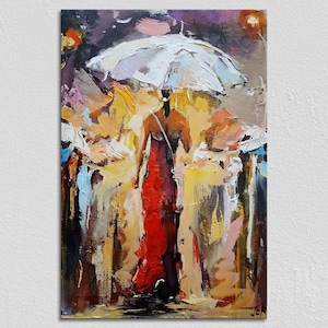Woman with Umbrella Multi Panel Canvas Prints Extra Large Wall Art