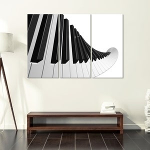 Piano Keyboard Black & White Canvas print Extra Large Wall Art Gift Present Poster Room Wall decor Wall Art