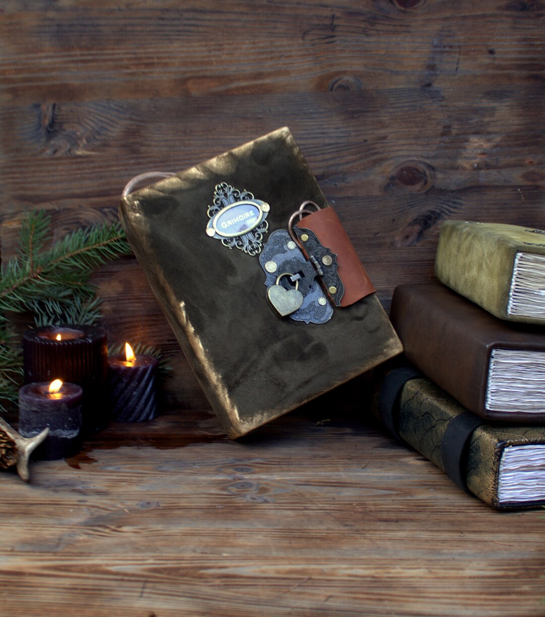 Handmade Locked Journalgrimoire With Lock and Key Journal Etsy