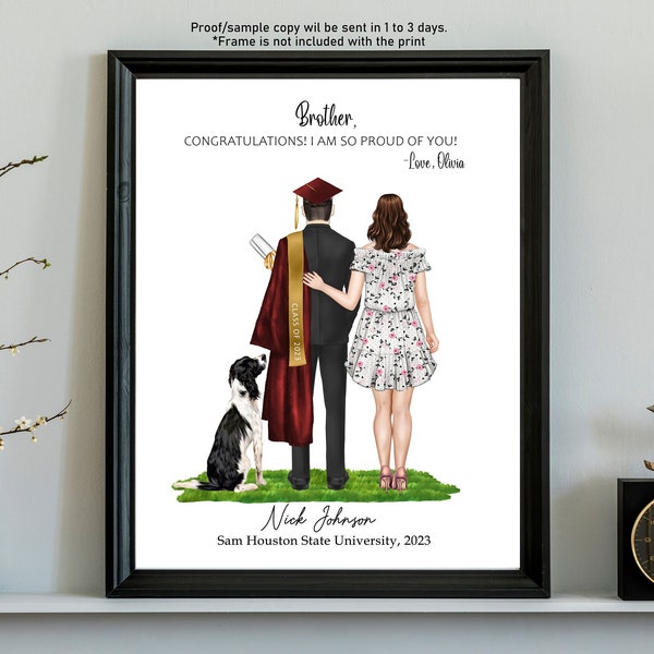 BROTHER GRADUATION PRINT Gifts-Personalized Big Brother Gift From Sister-Custom Graduation Gift for Brother-Brother Sis Graduation Portrait