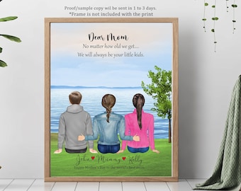 MOTHERS DAY PRINT-Custom Mother & Daughter/Son Print Mom Birthday Gift Family Print Step Mum,Mommy,Mama,Nanny Gift Custom Mom Son Wall Art