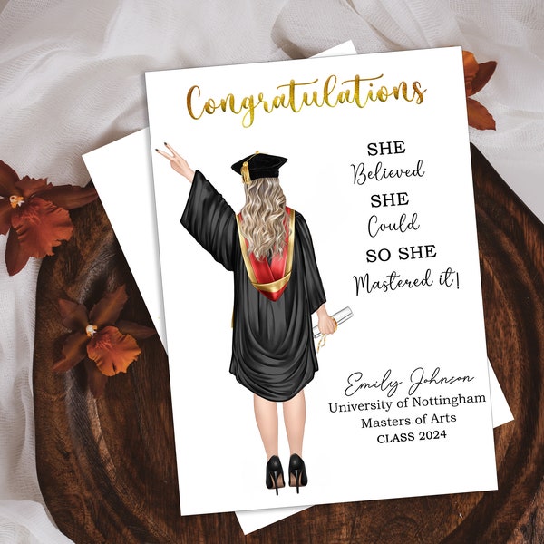 MASTER'S DEGREE GRADUATION Card For Her-Personalized Mastered It Card-Gift For Master Graduate-Mastered It Custom Card-Gift For Daughter