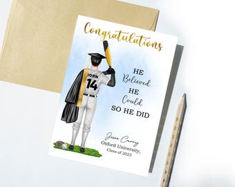PERSONALIZED sOFTBALL GRADUATION Print-Custom Softball graduation Card- Card-Softball Player Card