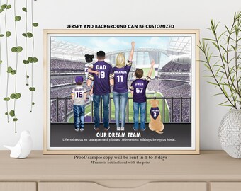 Personalized Sports Family-CHRISTMAS GIFT for DAD, Grandpa-Custom Gift For Parents-Football Family-American Football Fan Gift-Jersey Family
