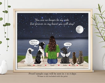 Personalised Dog Memorial Print Pet Bereavement Gift Sympathy Gift Pet Memorial Gift For Dog Lover Pet Lover Gift Girl And Her Dog Angel