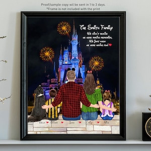 Custom Disney Inspired Portrait-Magic Kingdom-Personalized Print for Family,Friends,Couple-Family at Disneyworld Print-Christmas Disney gift