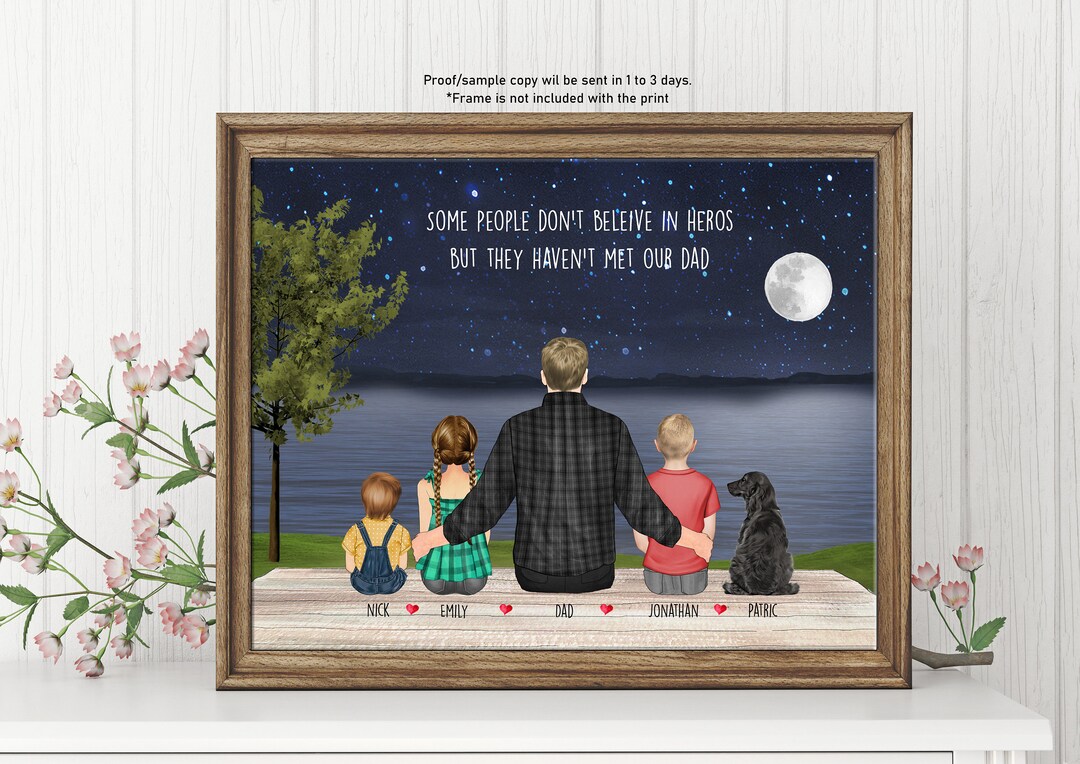 PERSONALIZED FATHERS DAY Gift Fathers Day Print Dad and Kids Portrait ...