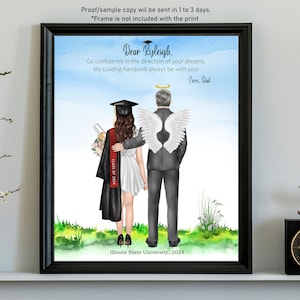 Souvenir de l'obtention du diplôme universitaire - cadeau commémoratif de remise des diplômes personnalisé impression commémorative de famille impression souvenir affectueux-père fille remise des diplômes, papa