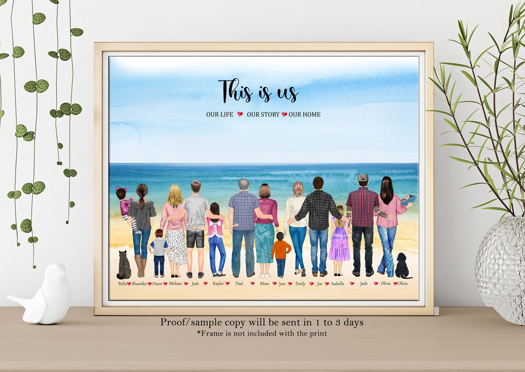 PERSONAIZED FAMILY Print-custom Family Illustration-housewarming Gift ...