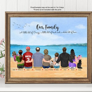 CUSTOM Family BEACH PRINT-Family Portrait print-Custom beach print-Christmas Gift For Parents-Housewarming Gift-New Home Present-Pet Family
