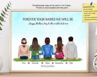 MOTHERS DAY PRINT-Personalized Print-Mothers Day Gift-Custom Mother Print-Best Friend Gift-Portrait Print-Family Quote Print-Family Print