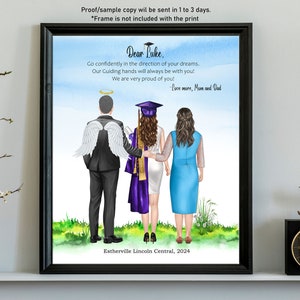 Cadeau imprimé commémoratif de remise des diplômes personnalisé - cadeau personnalisé pour l'obtention du diplôme universitaire, cadeau souvenir pour les parents, ange, souvenir affectueux mère-fille