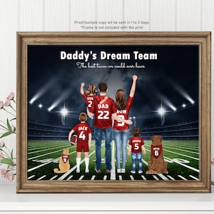 Personalized American Football Family, Personalized Gifts for Dad,American Football Lover,Sport Family,Custom Father&#39;s Day Gift,Dad and Kids