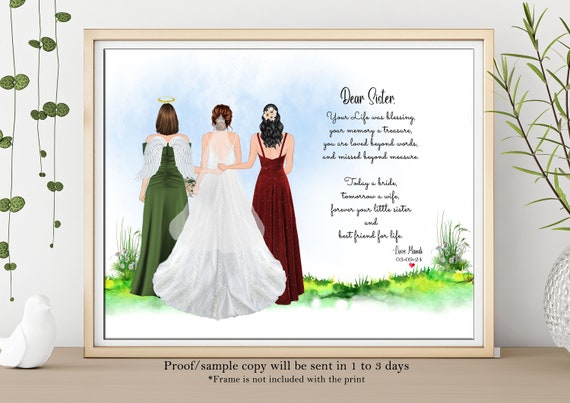 Bridal Sister Memorial, PASSED AWAY SISTER of the Bride in Memory of Print, Angel Sister, Sister in Heaven, Personalized Gift,memorial Print - Etsy Bridal Sister Memorial, PASSED AWAY SISTER of the Bride in Memory of Print, Angel Sister, Sister in Heaven, Personalized Gift,memorial Print - Etsy
