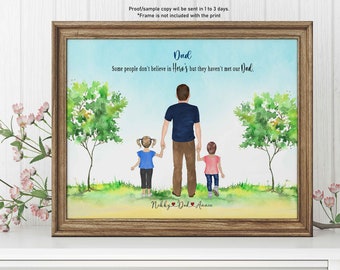 PERSONALIZED FATHERS DAY Gift Fathers Day Print Dad and Kids Portrait First Fathers Day Gift Custom Family Print Father Son Daughter Frame