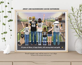 Personalized Fathers Day Gift-CHRISTMAS GIFT For Husband-Football Jersey Print-Dad Birthday Gift-Family Football Frame-Football Fan Gift