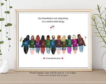 Custom Best Friend Gift | Friendship Print | Best Friend Gift | Sister Gift | Personalized Friend Gift | Custom Best Friend Portrait