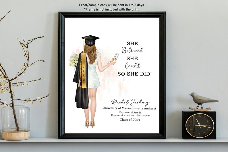 CUSTOM GRADUATION Portrait-university High School College Present for ...