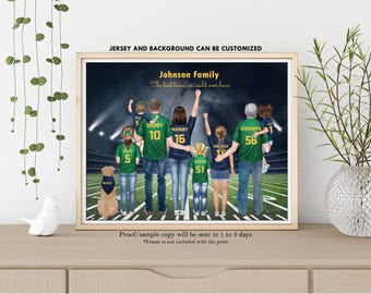 Personalized NORTE DAME Family Portrait-Custom Gift For Norte Dame Fan-Norte Dame Fighting Irish Wall Art-Notre Dame 2025 Orange Bowl Champs