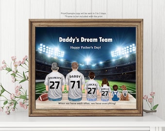 Personalized Football Family Print – Custom Sports Portrait