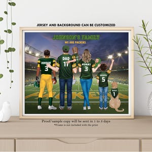 Personalized Green Bay Packers Gift-Lambeau Field Print-Green Bay Packers Jersey Family Print-Green Bay Packers American Football Fan Gift
