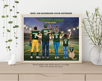 Personalized Green Bay Packers Gift-Lambeau Field Print-Green Bay Packers Jersey Family Print-Green Bay Packers American Football Fan Gift