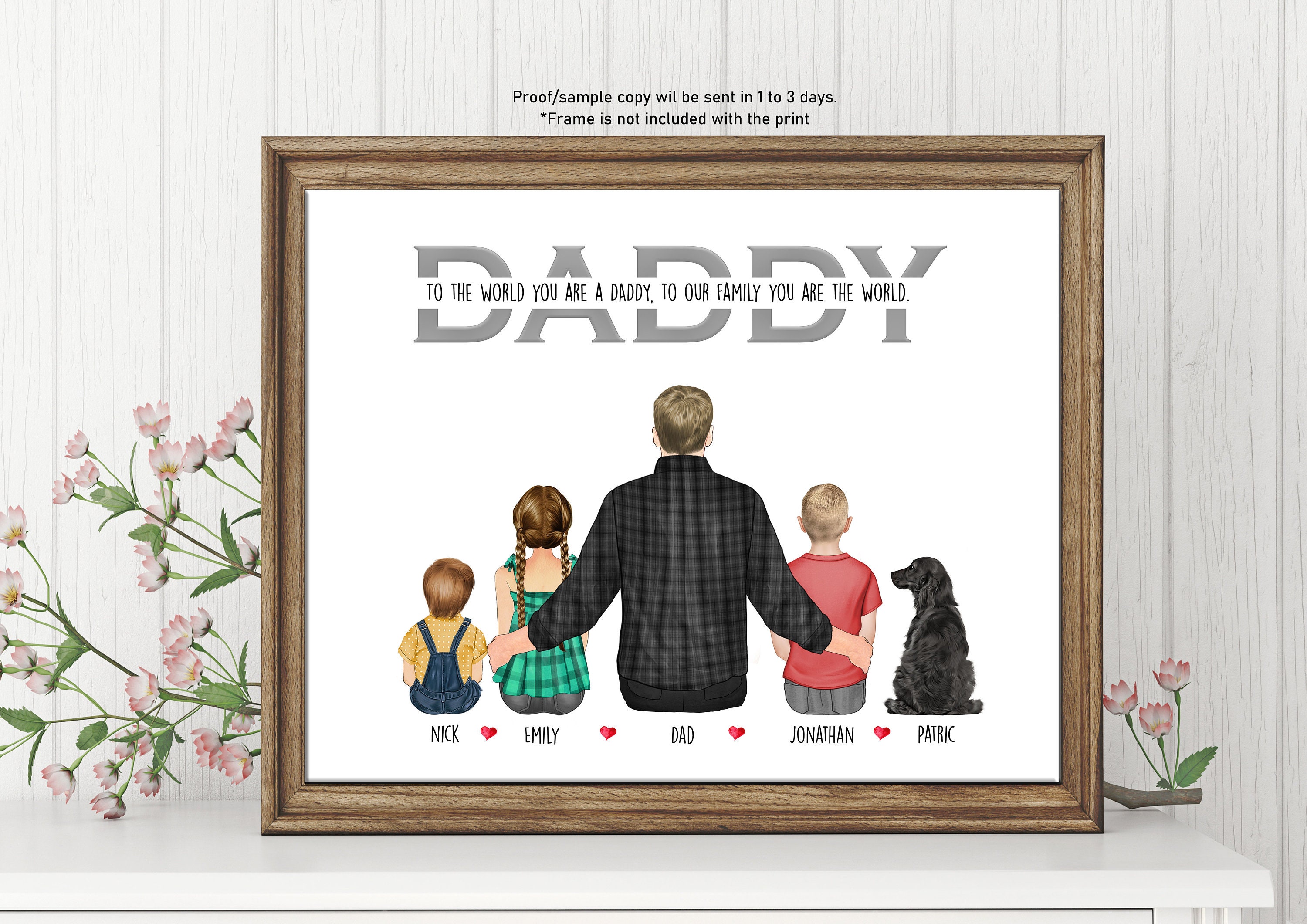 PERSONALIZED FATHERS DAY Gift Fathers Day Print Dad and Kids Portrait ...