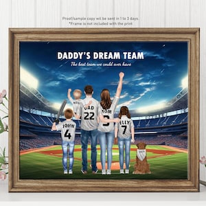 Custom DAD BASEBALL TEAM Portrait-Father's Day Gift-Baseball Shirt Family Print-Christmas Gift For Dad-Softball Family-Baseball Player Gift