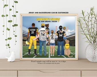 PERSONALISED AMERICAN FOOTBALL Family-Father's Day Football Shirt Family Print-Birthday Gift for Dad Daddy Grandad-Custom Dad Football Gift