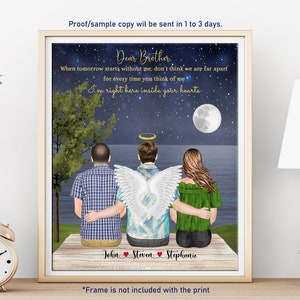 SIBLING MEMORIAL PORTRAIT-Sibling In Heaven-In Loving Memory of brother-Remembrance Gift-Family Loss Gift-Bereavement Gift-Loss of Sibling