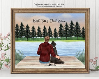 Personalized Dog Dad Print, Best Dog Dad Gift, Dog and Man, Birthday Gift for Dog Dad, Dog Lover, Dog Owner Dog Dad, Dog Print, Pet Print