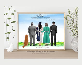 Graduation with Parents-Graduation Gift for Daughter or Son from Parents-Class of 2026 Cap and Gown Print-Congratulation Print Proud Parents