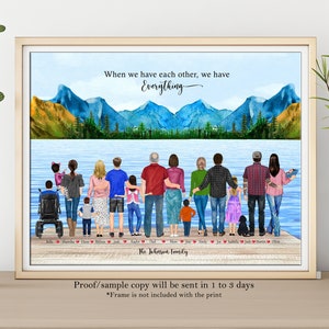 Personalised Family Print-Customisable Prints-Gifts for BIG Family-Family Portrait-Dog Family-Housewarming Present-Family illustration