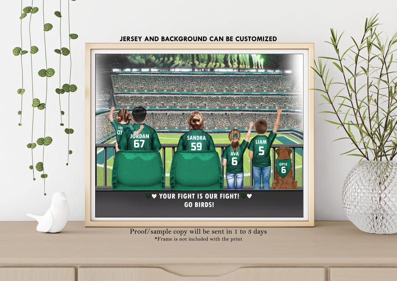 Eagle Theme Wall Art-Philadelphia Eagles Fan Gift-Eagles Stadium Print-Custom Eagles Family-Philadelphia Eagles Jersey-Eagle's Memorial Gift image 13