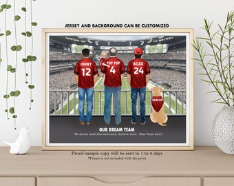 PERSONALISED FOOTBALL TEAM-Custom Father and Children Football Print-Custom Dad Football Print-Dad Gift from Kids-Christmas Gift for Dad