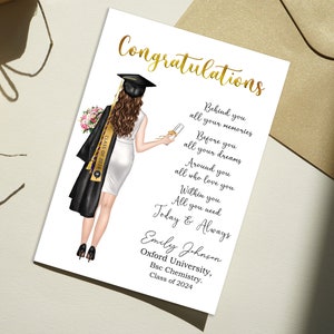 CARTE DE REMISE DU DIPLME PERSONNALISÉE pour elle - carte de félicitations pour diplômé 2023 - faire-part de remise des diplômes - cadeau de remise des diplômes