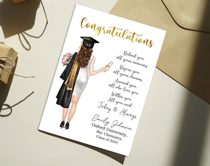 CUSTOM GRADUATION CARD for her-Personalized Card-Congratulations Graduate Card 2023-Graduation Card-Graduation Announcement-Graduation Gift