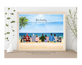 Personalised Family Print, Sitting Family from backside, Home Gift, Family Prints, Personalized family gift, personalised gift, copy