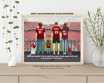 Personalized Football Family Portrait-American football Gift Idea-NFL Sports Family Photo Frame-Father's Day Gift-Daddy Birthday Custom Gift