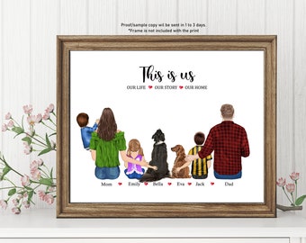 Personalised couple Dog Print Gift-Custom Pet Print-Family Pet Print-Family Dog Portrait-Personalised Dog Print Gift-Custom dog owner gift