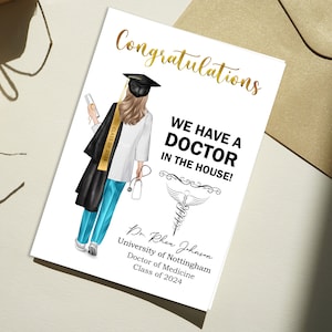 CARTE DE DIPLME personnalisée pour MÉDECIN-Carte de félicitations-Carte personnalisée pour médecin-Carte de diplômé de faculté de médecine-Vétérinaire de félicitations
