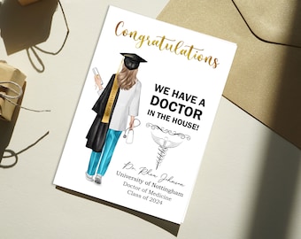Personalized GRADUATION CARD for DOCTOR-Congratulations Card-Custom Card for Doctor-Congratulations Medical School Graduate-Vet Grad Card