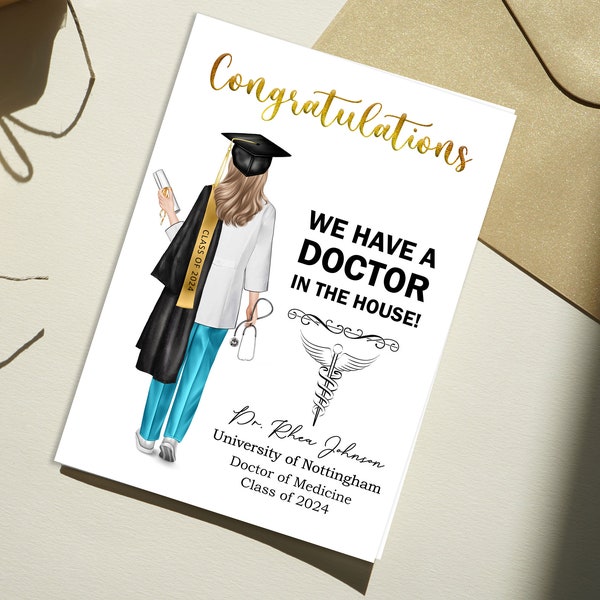 Personalized GRADUATION CARD for DOCTOR-Congratulations Card-Custom Card for Doctor-Congratulations Medical School Graduate-Vet Grad Card