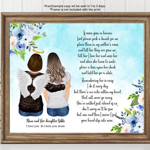 PERSONALIZED MEMORIAL PRINT, In Loving Memory of Mom gift to Daughter, Remembrance Gift, Grandma in heaven, Sympathy Gift, Mom In Heaven