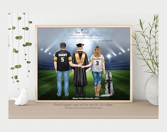 PERSONALISED FOOTBALL GRADUATION Print-Senior Night Gift for Son-Football Background-Football Lover Dad Gift-Football Fan Graduation Gift