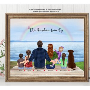CUSTOM FAMILY PORTRAIT with Pets-Personalized Family Wall Art Illustration-Mothers Day Gift for Mom from Daughter-Mother birthday gift-Mom